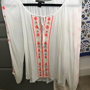 White and orange light weight top